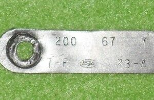 1967 Ford Mustang Fastback Coupe Convertible ORIG 200 1V A/T ENGINE ID TAG