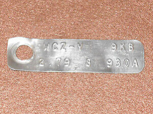 1970 Ford Mustang Fastback Cpe Convertible Grande ORIG 8" REAR END I.D. TAG 2.79