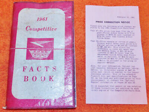 1961 Ford NOS 'COMPETITIVE FACTS' DEALER SALESMAN HANDBOOK MANUAL BOOKLET