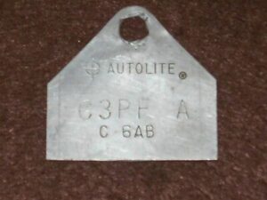 65 1966 1967 Ford F100 Econoline Bronco ORIG 170 200 1V CARBURETOR ID TAG C3PF-A