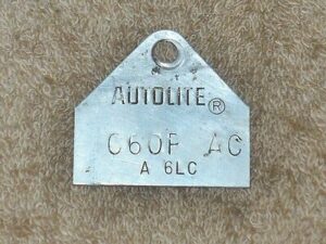 66 1967 Ford Mustang Falcon Fairlane Comet ORIG 200 1V CARBURETOR ID TAG C6OF-AC