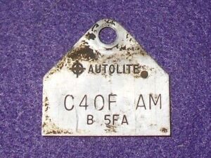 1964 1965 Ford Mustang Falcon Fairlane Comet ORIG 260 289 2V CARBURETOR ID TAG