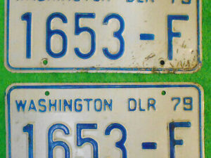 Vintage 1979 State of WASHINGTON DEALER LICENSE PLATES Collector Historic DLR 79