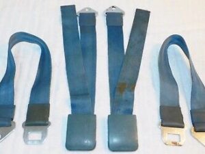 1965-1967 Mustang Fastback Coupe Convrt GT Cougar ORIG BLUE FRONT SEAT BELTS SET