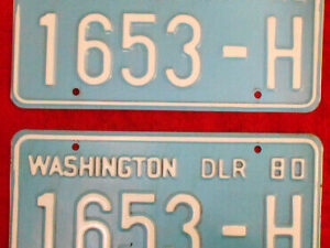 Vintage 1980 State of WASHINGTON DEALER LICENSE PLATES Collector Historic DLR 80