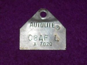 1968 Ford Mustang Mercury Cougar ORIG 289 302 2V A/T CARBURETOR ID TAG C8AF-L