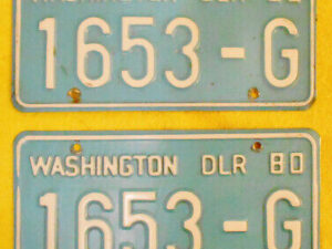 Vintage 1980 State of WASHINGTON DEALER LICENSE PLATES Collector Historic DLR 80