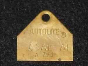 1968 Ford Mustang Cougar ORIG 289 2V Canada T/E CARBURETOR ID Brass TAG C8AF-AF