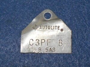 1965 Ford F100 Econoline ORIG 6 Cylinder 170 200 1V CARBURETOR ID TAG C3PF-B
