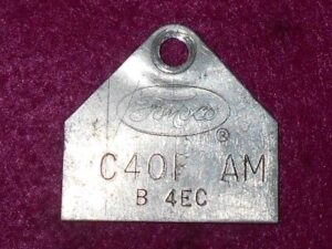 1964 Ford Falcon Ranchero Fairlane Comet ORIG 260 2V CARBURETOR ID TAG C4OF-AM