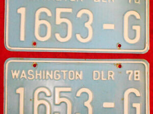 Vintage 1978 State of WASHINGTON DEALER LICENSE PLATES Collector Historic DLR 78
