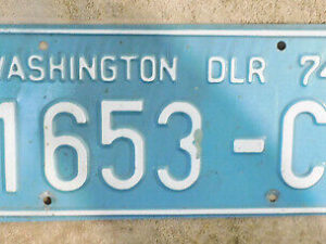 Vintage 1974 State of WASHINGTON DEALER LICENSE PLATE Collector Historic DLR 74