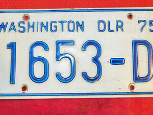 Vintage 1975 State of WASHINGTON DEALER LICENSE PLATE Collector Historic DLR 75