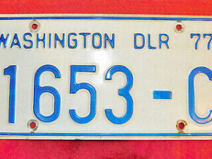 Vintage 1977 State of WASHINGTON DEALER LICENSE PLATE Collector Historic DLR 77