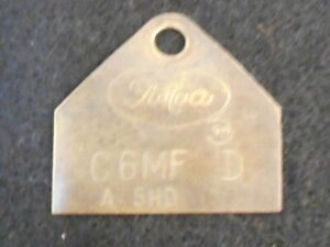 1966 Ford Galaxie Mercury Monterey ORIG 390 2V T/E Brass CARBURETOR TAG C6MF-D