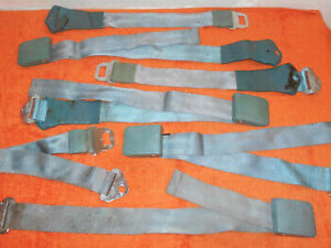 1965 1966 1967 Mustang GT GTA Cougar Xr7 ORIG AQUA FRONT + REAR SEAT BELTS SETS