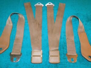 1965 Mustang Fastback Coupe GT Convert ORIG PALOMINO DELUXE FRONT SEAT BELTS SET