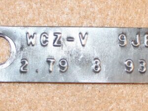 1970 Ford Mustang Fastback Convertible 250 302 ORIG 8" REAR END AXLE ID TAG 2.79
