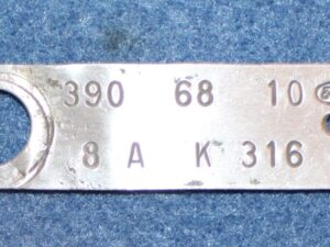 1968 Ford Fairlane Torino Ranchero Galaxie Montego ORIG 390 2V ENGINE I.D. TAG