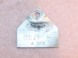 1965 Ford Mustang Fastback Coupe Convrt ORIG 289 2V A/T CARBURETOR ID TAG C5ZF-H