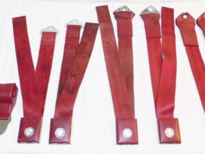 1966 1967 Fairlane GT Comet Cyclone ORIG RED DELUXE FRONT - REAR SEAT BELTS SETS