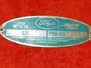 1960 Lincoln Premiere Continental Convert ORIG TWIN RANGE TRANSMISSION ID TAG
