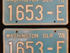 Vintage 1978 State of WASHINGTON DEALER LICENSE PLATES Collector Historic DLR 78