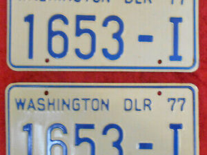 Vintage 1977 State of WASHINGTON DEALER LICENSE PLATES Collector Historic DLR 77
