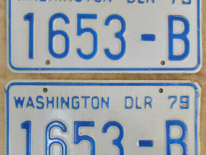Vintage 1979 State of WASHINGTON DEALER LICENSE PLATES Collector Historic DLR 79