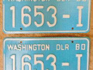 Vintage 1980 State of WASHINGTON DEALER LICENSE PLATES Collector Historic DLR