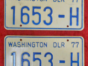 Vintage 1977 State of WASHINGTON DEALER LICENSE PLATES Collector Historic DLR 77