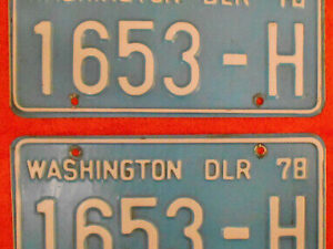 Vintage 1978 State of WASHINGTON DEALER LICENSE PLATES Collector Historic DLR 78