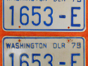 Vintage 1979 State of WASHINGTON DEALER LICENSE PLATES Collector Historic DLR 79