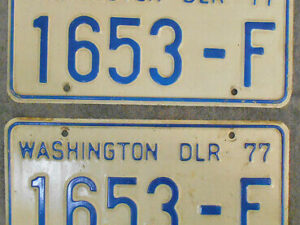 Vintage 1977 State of WASHINGTON DEALER LICENSE PLATES Collector Historic DLR 77