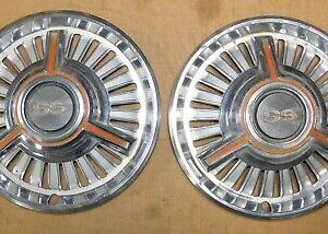 1965 1966 Chevelle Nova Chevy II El Camino ORIGINAL SS HUB CAP WHEEL COVERS Pair