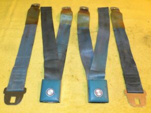 1966 1967 Mustang Fastback GT A Cougar Xr7 ORIG DELUXE AQUA REAR SEAT BELTS SET