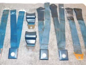 1966 1967 Fairlane GT Comet Cyclone ORIG BLUE DELUXE FRONT - REAR SEAT BELTS SET