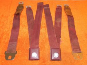 1966 1967 Mustang Fastback GT Cnv Cougar Xr7 ORIG DELUXE RED REAR SEAT BELTS SET