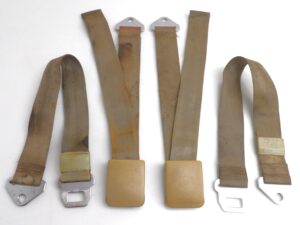 1966 1967 Mustang Fastback Coupe Convertible ORIG PALOMINO FRONT SEAT BELTS SET