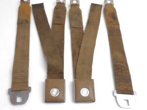 1966 1967 Mustang Fastback GT Conv Cougar ORIG DELUXE SADDLE REAR SEAT BELTS SET