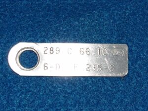 1966 Ford Mustang Fastback Cpe GT Convertible ORIG 289 4V A/T T/E ENGINE ID TAG