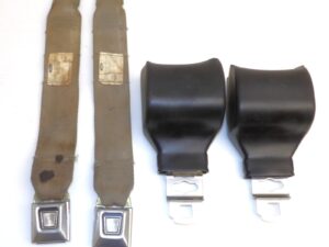 1970 1971 1972 Mustang Cougar ORIG TAN GOLD DELUXE FRONT RETRACTOR SEAT BELTS