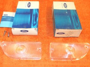 1970 Ford Maverick Grabber NOS LH + RH FRONT PARKING LAMP LENSES Clear
