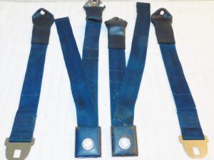 1966 1967 Mustang Fastback GT A Cougar Xr7 ORIG DELUXE BLUE REAR SEAT BELTS SET