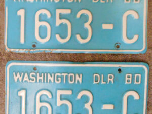 Vintage 1980 State of WASHINGTON DEALER LICENSE PLATES Collector Historic DLR
