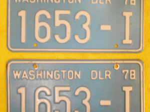 Vintage 1978 State of WASHINGTON DEALER LICENSE PLATES Collector Historic DLR 78