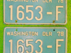 Vintage 1978 State of WASHINGTON DEALER LICENSE PLATES Collector Historic DLR 78