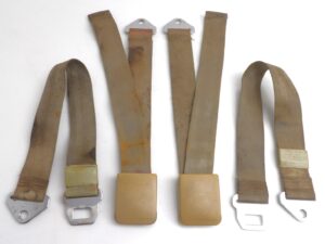 1966 1967 Mustang Fastback Coupe Convertible ORIG PALOMINO FRONT SEAT BELTS SET