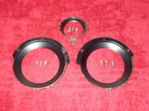 1967 1968 Mercury Cougar 6.5 Litre GTE ORIG DASH GAUGE LENS MOUNT RINGS w CLOCK
