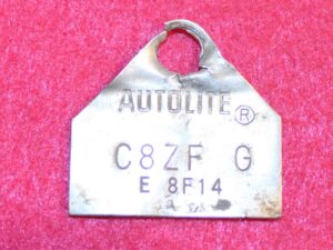1968 Ford Mustang Falcon Cougar Comet ORIGINAL 289 302 2V CARBURETOR TAG C8ZF-G